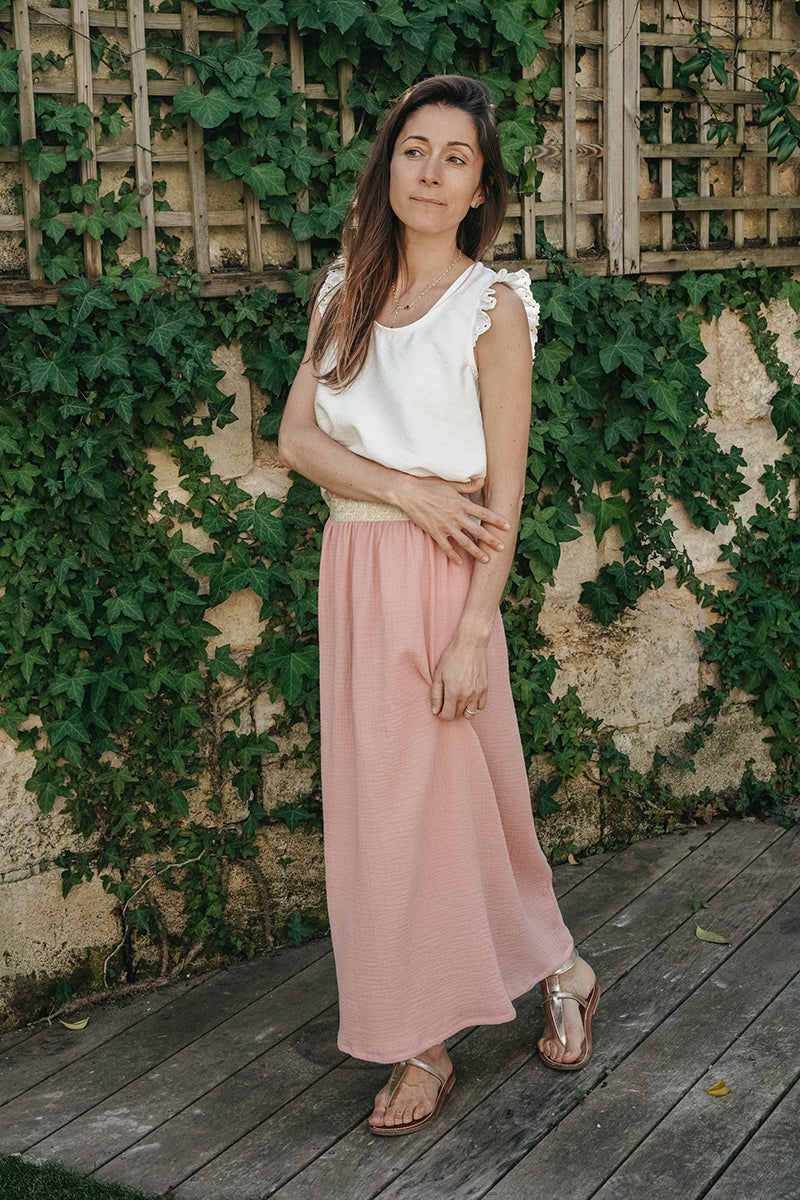 Venezzia, la jupe longue 34 80 cm Corail