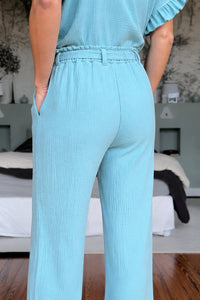 Pantalon Marceau large en double gaze de coton