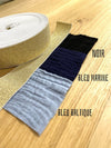 Coloris Bleu balthique, Bleu marine, Noir pour jupe midi femme en double gaze de coton certifié Oeko tex avec élastique doré à la taille
